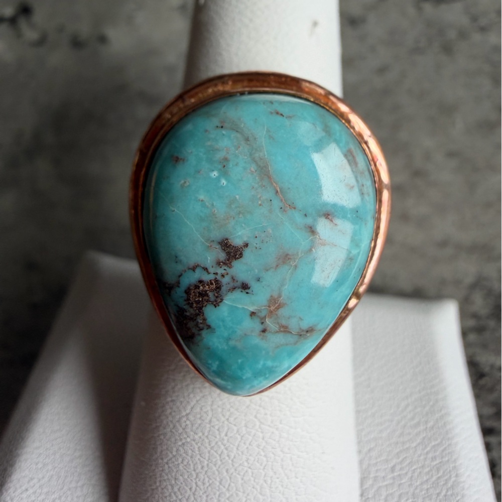 Copper and Turquoise Ring - Sz 8 - Picture 5 of 5